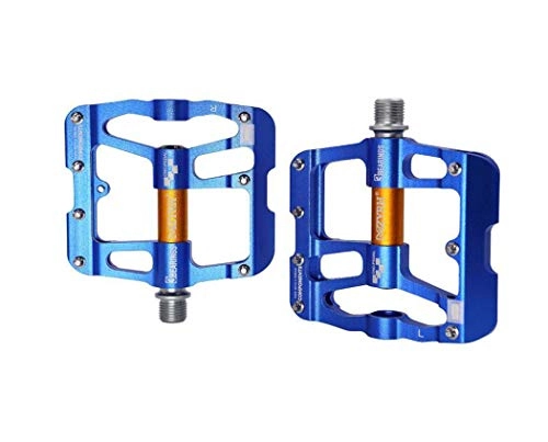 Pédales VTT : G.Z Bicycle Pedals, New Aluminum Alloy Pedals, Bearing Pedals for Mountain Bikes and Road Bikes, Ultra-Strong CNC Machined 3-Axis, Suitable for BMX MTB Road Bike 9 / 16, Blue Gold