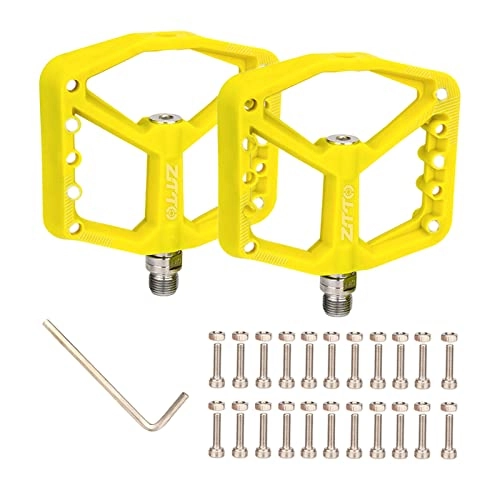 Pédales VTT : Hellery 1 Paire de pédales de vélo à Plate-Forme Plate légère et Durable pour Les pièces de vélo de Route de Montagne VTT - Jaune