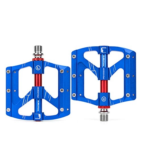 Pédales VTT : HJJGRASS Mountain Bike Pedals, Aluminum Antiskid Durable Bicycle Cycling Pedals Ultra Strong CNC Machined 3 Bearing Anodizing Bicycle Pedals for BMX MTB Road Bicycle 9 / 16, Bleu