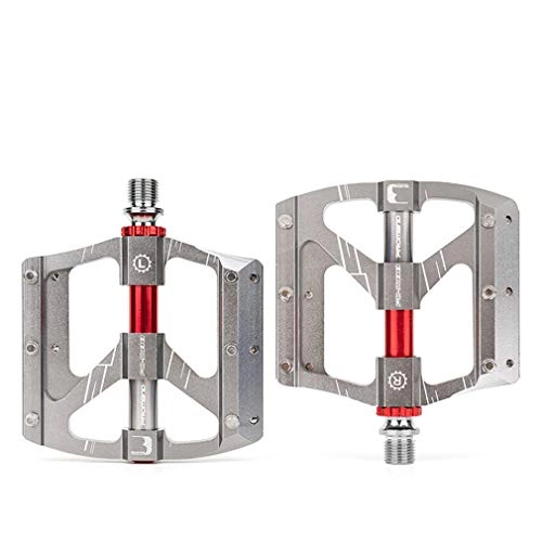 Pédales VTT : HJJGRASS Mountain Bike Pedals, Aluminum Antiskid Durable Bicycle Cycling Pedals Ultra Strong CNC Machined 3 Bearing Anodizing Bicycle Pedals for BMX MTB Road Bicycle 9 / 16, Gris