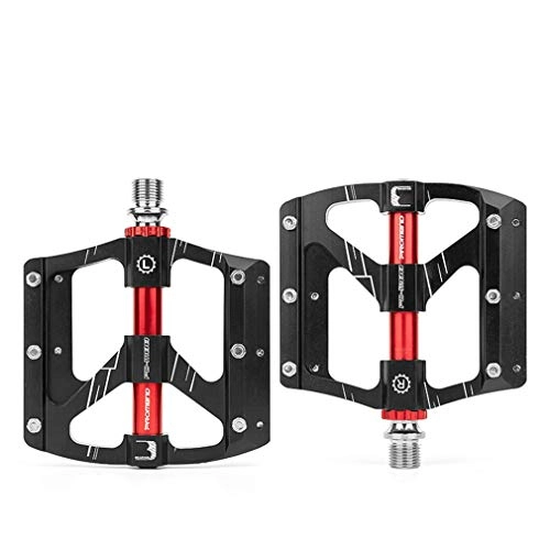 Pédales VTT : HJJGRASS Mountain Bike Pedals, Aluminum Antiskid Durable Bicycle Cycling Pedals Ultra Strong CNC Machined 3 Bearing Anodizing Bicycle Pedals for BMX MTB Road Bicycle 9 / 16, Noir