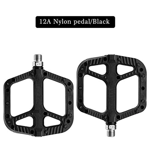 Pédales VTT : HNZZ Pédale de vélo Route Pédale Vélo BMX VTT Pédales Plates en Nylon Multi-Couleurs VTT Vélo Sport Ultraléger Accessoires 355g (Color : 12a Black)