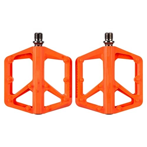 Pédales VTT : HSXMY Pédale De Vélo De Montagne NY-Lon Fiber Antidérapante 9 / 16 Pouces Plate-Forme De Vélo Pédales Plates avec Réflecteur, pour Vélo De Montagne BMX VTT, Orange