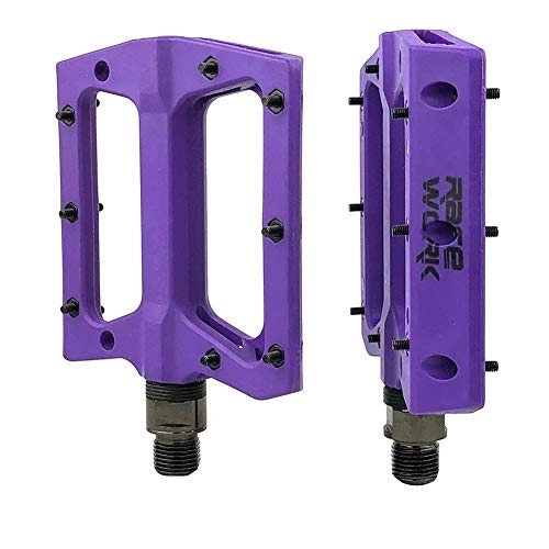 Pédales VTT : HUOGUOYIN Pédale de vélo Fit for Concise Composite Fit for VTT Pédale vélo de Montagne Nylon Fibre Big Foot Route Roulement Pedales (Color : Purple)