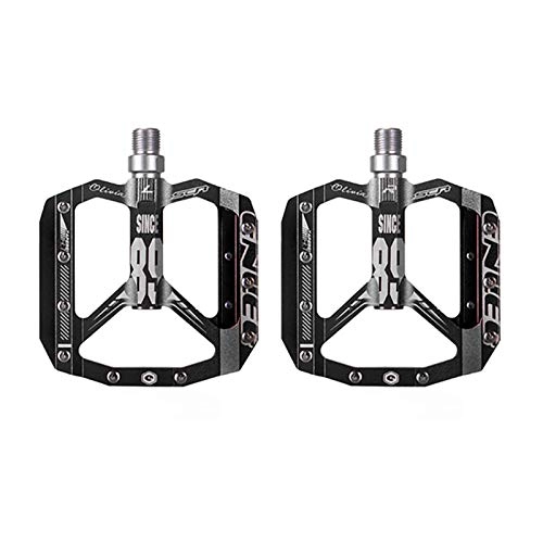 Pédales VTT : HUOGUOYIN Pédale de vélo Fit for CR-MO 9 / 16" Broche, Trois pièces Ultra roulements étanches pédales L7U Matériel + du Aluminium Concorde très Bien Puissant for VTT Pédale (Color : Black)