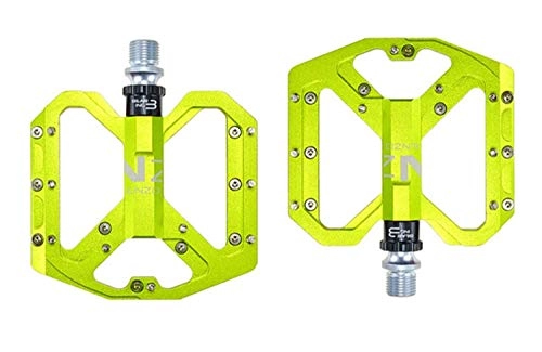 Pédales VTT : HWGQL Pédale vélo Pied Plat Ultraléger VTT Pédales VTT CNC en Alliage d'aluminium étanche 3 Roulement antidérapage Pédale vélo (Color : Green)