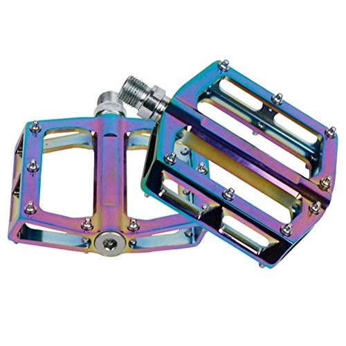 Pédales VTT : HWGQL Vélo de Montagne Pédale antidérapants Plates-Formes Plates en Alliage d'aluminium BMX VTT Vélo de Route pédales Couleur Arc-en-vélo à pédales (Color : Rainbow)