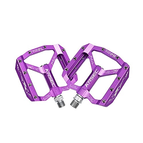 Pédales VTT : KSFODA Accessoires de vélo 18 pédales Ultra-légères pour vélos de Montagne, pédales de roulement, de roulement et d'alliage d'aluminium, antidérapant (Color : Purple)