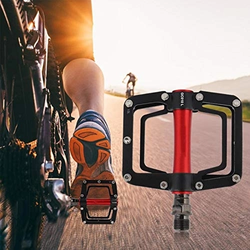 Pédales VTT : KUIDAMOS 1 Paire de pédales de vélo de Montagne Anti-déformation antidérapantes, pour pièces de Rechange de vélo de vélo(Black Red)