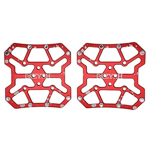 Pédales VTT : LANCYG Pedale Fahrrad, Pédale Vélo 4 pièces Adaptateur Plat Pedal en Alliage d'aluminium de vélos Plate-Forme de Conversion Universelle Compatible VTT Route Pièces Accessoires (Color : Red)