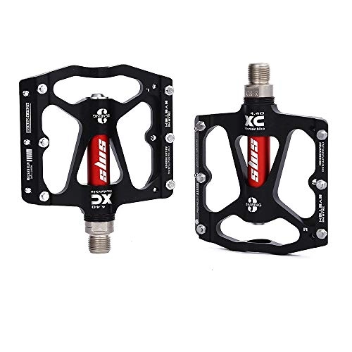 Pédales VTT : LISCENERY Mountain Bicycle Pedals 3 Bearing Road Aluminium Alloy Cycling Bearing Bicycle Pedals - Lightweight Polyamide Bike Pedals for BMX Road MTB Bicycle (Black)