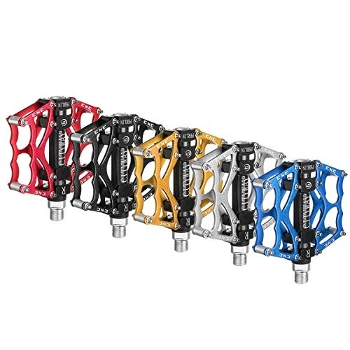 Pédales VTT : LMIAOM en Alliage d'aluminium de vélo de Montagne Plate-Forme pédales Plates Sealed Bearing essieu 9 / 16 vélo Pédale vélo » Outil de réparation de pièces Accessoires (Color : Black+Red)