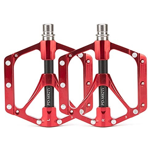 Pédales VTT : Lpinvin Pédale vélo Mountain Bike en Alliage de Titane Roulement pédale Poids léger Grande pédale d'équitation Pédale de Bicyclette Anti-dérapant (Couleur : Red, Size : One Size)