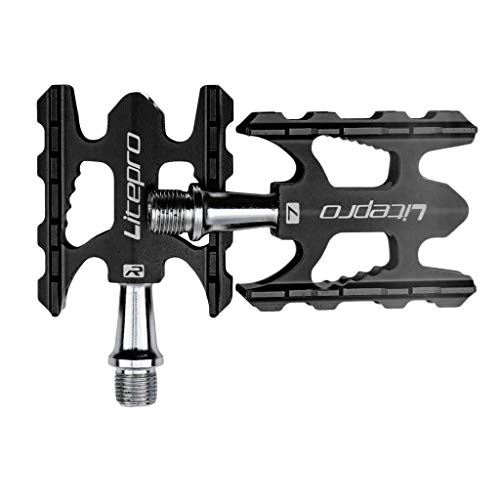 Pédales VTT : MagiDeal Paire de Pédales Vélo Pédale VTT Pedales Anti-Glissant 14 mm en Alliage Aluminium Plate Forme 3 Roulement Scellé - Noir