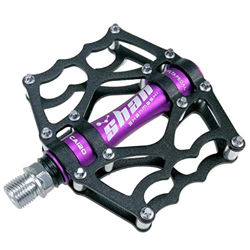Pédales VTT : MBZL Pédales Vélo Route, VTT Pédale antidérapante 9 / 16 Pouces de vélo Plate-Forme pédales Plates for Mountain Road BMX VTT Vélo (Color : Black+Purple)