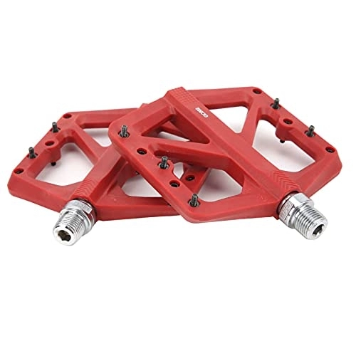 Pédales VTT : minifinker 2pcs pédales de vélo de Montagne légères Rouges, Accessoires de vélo pédales de roulement de vélo antidérapantes de 14 mm, Conception élargie et Plus Large pour Le Cyclisme