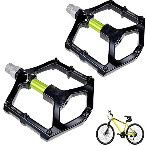 Pédales VTT : MU 9 / 16 Pouces À Écran Plat Plateforme Pédales, Anti-Slip Pédales Vtt, Vtt Vélo Plate-Forme Pour Pédales Mountain Bicycles Bmx Route Accessoires, Vert