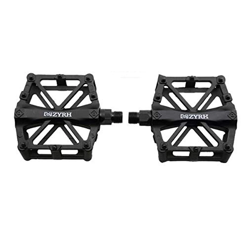 Pédales VTT : MUZIWENJU Pédales de vélo Universal Mountain Bike Plate-Forme de pédale Vélo Super-Joint Portant l'alliage d'aluminium Plat pédale 9 / 16"(1 Paire de Sangles d'épaule) Haute qualité (Color : Black)