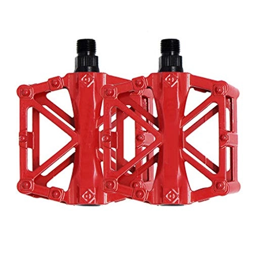 Pédales VTT : NO LOGO Prime Durable VTT Vlo Pdales vlo Pices Sport Montagne Vlo de Route Flat Plate-Forme du vlo en Alliage d'aluminium (Color : Red)