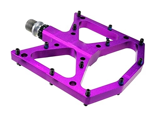 Pédales VTT : OLGYN Pièces de pédale de vélo Ultra-légères Anti-Glissement CNC Route corporelle en Aluminium VTT Pied à Pied Plat scellé à 3 pédales de vélo de Montagne (Color : Purple)
