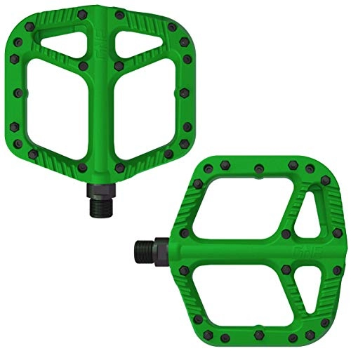 Pédales VTT : OneUp Components Pédales plates composites pour VTT – Vert / léger Nylon Fibre de verre VTT Trail Off Road Pin Dirt Jump Enduro Cyclisme Downhill Grip Ride Plateforme 9 / 16