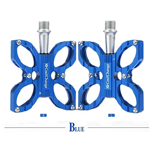 Pédales VTT : Papillon en alliage d'aluminium pour vélo VTT Pédales Plateforme Plate Pédales de vélo (Bleu)