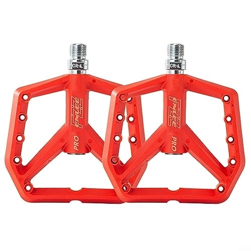 Pédales VTT : PETSTIBLE Lot de 2 pédales de vélo de montagne en nylon, 125 x 112 x 18 mm - Pédales larges antidérapantes (rouge)