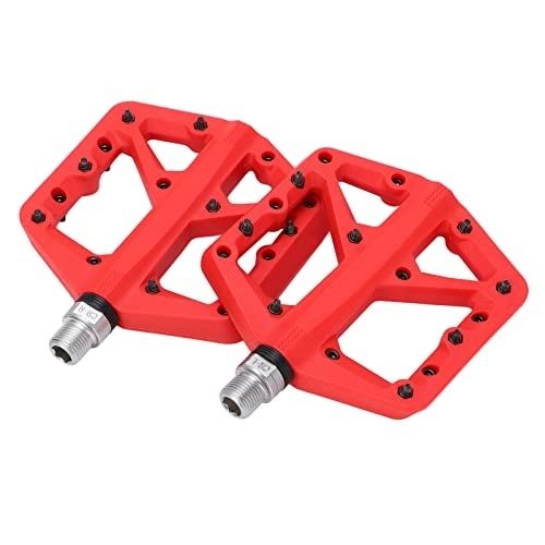 Pédales VTT : Pédale de Vélo, 1 Paire de Pédales de Vélo Antidérapantes en Fibre de Nylon Plate-Forme de Vélo Pédales Plates pour Vélo de Montagne de Route(Rouge)