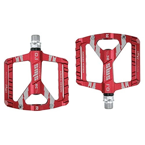 Pédales VTT : Pédale de vélo de Montagne, Bestine 9 / 16"Alliage d'aluminium Ultra-léger antidérapant VTT vélos de Route pédales de Plate-Forme de vélo pour l'équitation en Plein air (Rouge)