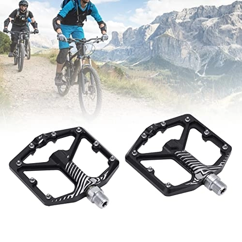 Pédales VTT : Pédale de vélo de Montagne, pédales de roulement de vélo antidérapantes ultralégères Plate-Forme de pédales de vélo en Aluminium de Montagne (4.7x3.9x0.9inch)(Le Noir)