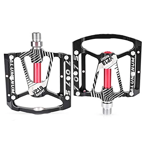 Pédales VTT : Pédales de VTT blanc / rouge / noir / multicolores, en aluminium, protection antidérapante, durable, 3 pédales de roulement pour les loisirs, BMX, vélo de course, 12 x 10 cm