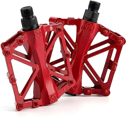 Pédales VTT : Pédales de vélo，Pédales de Cyclisme， Pédales de v Alliage de Montagne pédale VTT Route Aluminium Plat vélo Partie Anti-dérapant (Color : Rood, Size : 12x9.5x3cm)