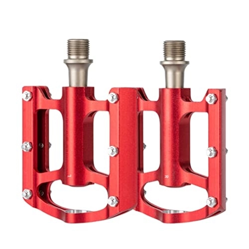 Pédales VTT : Pédales de vélo，Pédales de Cyclisme， Pédales de v Pédales en Alliage d'aluminium Ultra-légères 3 roulements scellés avec Crampons for vélo Pliant de Route de Montagne VTT BMX 248g (Color : Rood)