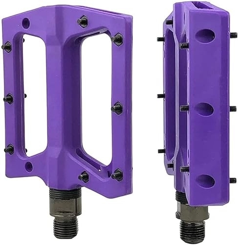 Pédales VTT : Pédales de vélo，Pédales de Cyclisme， Pédales de v Pédales VTT en Nylon 9 / 16" Mountain Wide Flat Platform Pédales légères 363 g (Color : Purple)