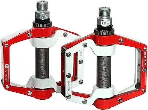 Pédales VTT : Pédales de vélo, Pédales de VTT, Pédale de vélo de Montagne Pédale de vélo Pédales de roulement scellées Plates Cyclisme Anti-dérapant (Color : Rood, Size : 12.5x10x3.5cm)