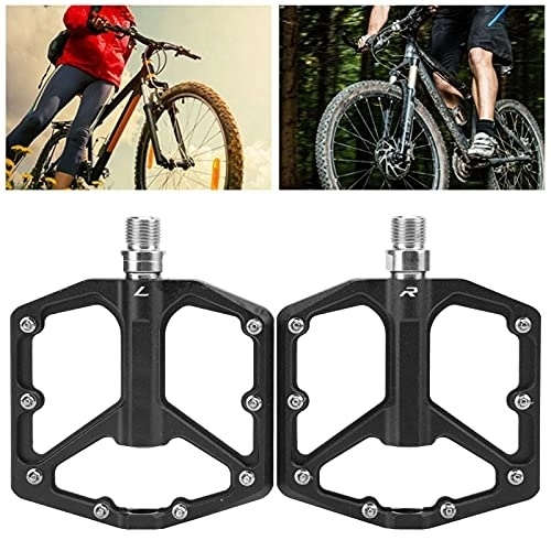 Pédales VTT : Pédales plates de plate-forme de vélo, pédales de vélo de montagne du système de roulement DU de conception creuse légères pour les vélos de route pour les vélos de montagne pour l'extérieur(le noir)