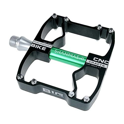 Pédales VTT : Pédales Pédales de vélo de montagne 1 paire de surface durable de pédale de vélo durable antidérapante en alliage d'aluminium pour le vélo de route 6 couleurs Pédales Durables ( Color : Black green )