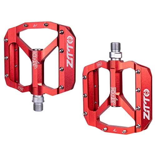Pédales VTT : Sharplace Plate-Forme de pédale de vélo de Montagne VTT Pédales de vélo Plates en Alliage d'aluminium Pédales de vélo en métal antidérapantes 9 / 16"avec - Rouge