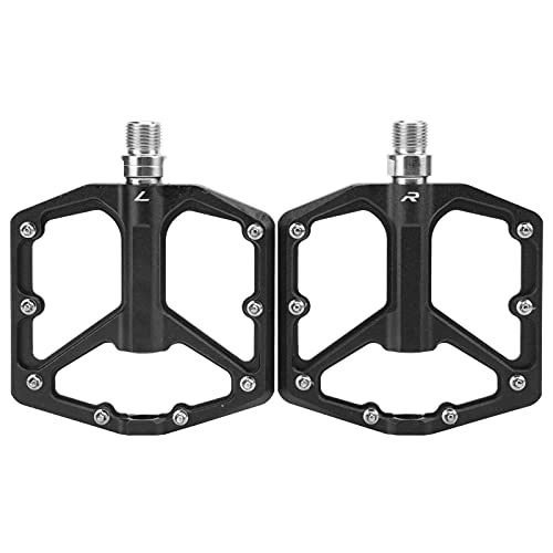 Pédales VTT : SHYEKYO Pédales de vélo de Montagne, Design Creux 1 Paire de pédales Plates à Plate-Forme de vélo Micro-rainure pour VTT / vélos de Route(Le Noir)