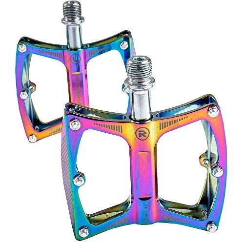 Pédales VTT : SIRUL Pédales de vélo, pédales de vélo de Montagne en Aluminium à roulement scellé de 9 / 16", pédales de vélo d'anodisation à 3 roulements colorées et Ultra-résistantes, pour BMX / VTT