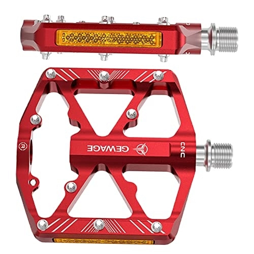 Pédales VTT : SunniMix Pédales de vélo de Route VTT, pédales de vélo en d'aluminium, pédale de vélo de Montagne avec 3 pédales à -Formes de roulement pour, Rouge