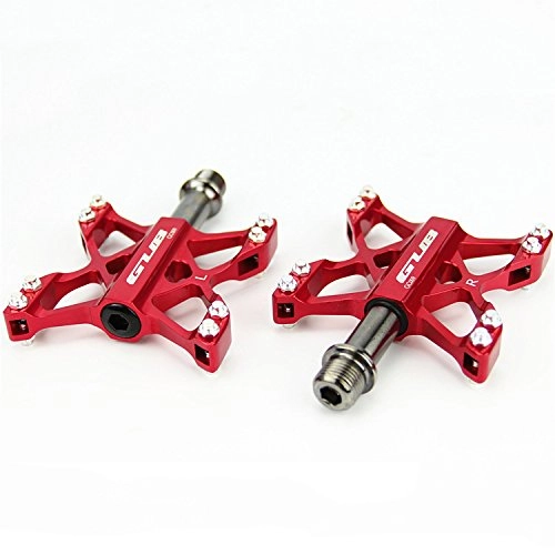 Pédales VTT : TENGGO Ultralight MTB BMX Mountain Pedals 3 Bearings Platform Pédales Al6061+ CR-Mo Axis 240G-Rouge