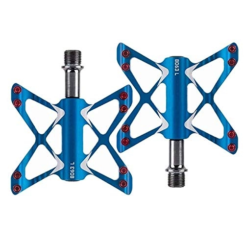 Pédales VTT : TLBBJ Bicycle Pedal Ultra-léger pédale en Alliage d'aluminium Essieu vélo CNC VTT Pédales Route VTT pedales 3 Corps Roulements Practical (Color : Blue)