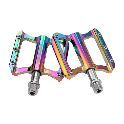 Pédales VTT : TriLance Pédale Vélo VTT en Alliage Aluminium Pédales Plates Vélo Plate-Forme Large Anti-Glissant Bon Grip Solide (Multicolore)