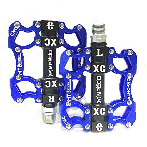 Pédales VTT : TYBXK pedale Velo Vélo Pédales VTT BMX étanche 3 Roulement Crampons Pegs vélo pédale en Alliage d'aluminium Mountain Road Cycle antidérapage Cyclisme Accessoires 459 (Color : Blue)