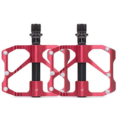 Pédales VTT : W-SHTAO L-WSWS Pédales de cyclisme en alliage d'aluminium léger 9 / 16" Compatible avec accessoires de VTT et de vélo de route (couleur : rouge, taille : pédale de route)