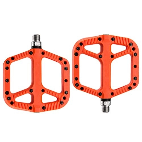 Pédales VTT : WANGLXFC Durable Pédale de Vélo, Pédale de Vélo de Montagne Antidérapante Fibre de Nylon, pour Vélos de Montagne et Les Vélos de Route Urbains Confortable, Orange