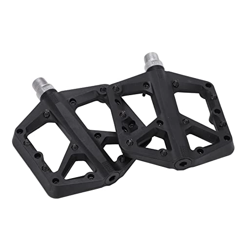 Pédales VTT : WNUV Pédale de VTT, Étanche Résistant à l'usure 9 / 16" Nylon Fibre Plat Léger Antidérapant Pédales de Vélo pour Vélos Pliants pour Vélos de Route pour Vélos(Le Noir)