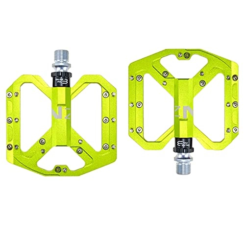 Pédales VTT : XINGYAN Pédales, Pédales de vélo Plates VTT, Pédales de Vélo de Montagne, Pédales de vélo Légères à 8 Roulements en Aluminium de 14mm pour Vélo de Route VTT BMX (1 Paire), Vert