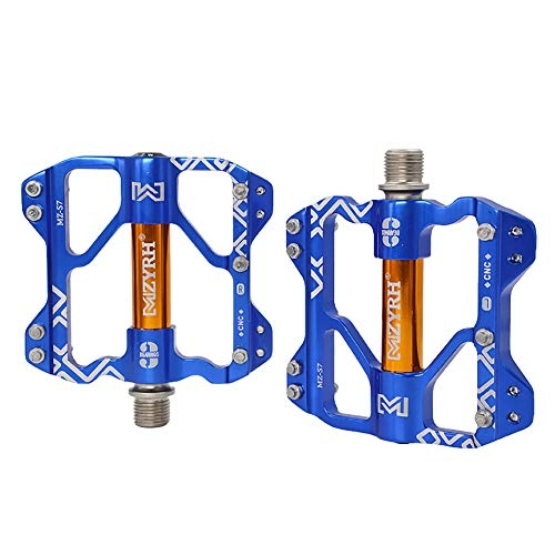 Pédales VTT : XXZ Pdale VTT Vlo BMX, Route Cyclisme Pedales Plates Anti-Glissant 9 / 16" en Alliage Aluminium Plate Forme 3 Roulement Scell, Bleu